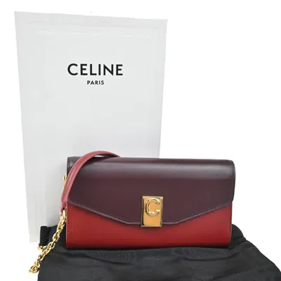 Pre-owned Celine C Wallet On Chain Leather Black Leather Clutche & Pouche Bag ()