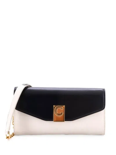 Pre-owned Celine C Wallet On Chain Leather Crossbody Bag In Black