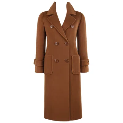 Pre-owned Celine C.1980's Brown 100% Wool Double Breasted Button Long Coat Overcoat