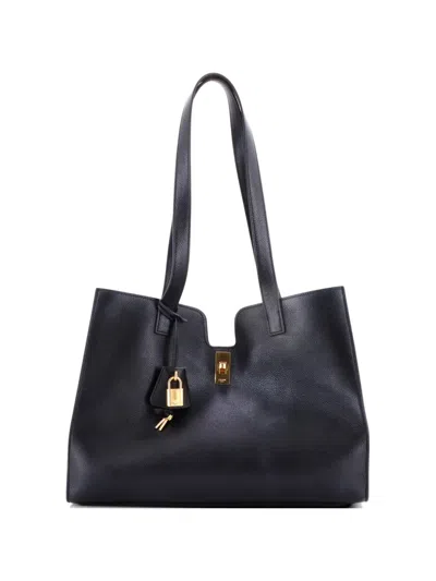 Pre-owned Celine Cabas 16 Bag Grainy Calfskin Tote Bag In Black