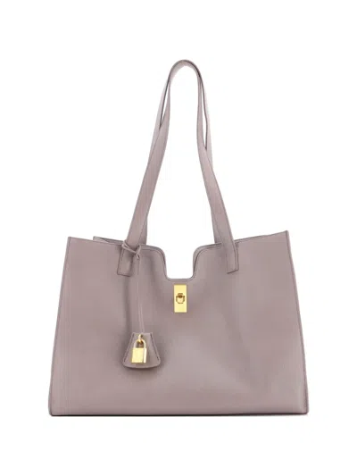 Pre-owned Celine Cabas 16 Bag Grainy Calfskin Tote Bag In Gray