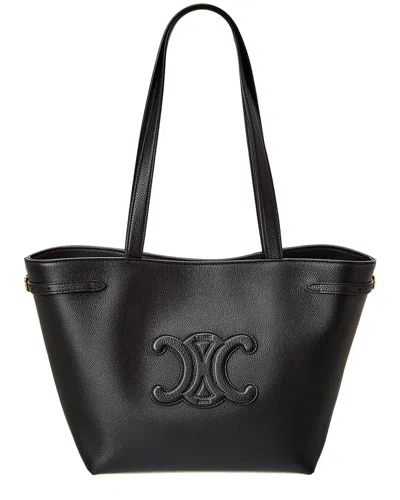 Celine Cabas Anais Small Leather Tote In Burgundy