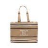 Celine Cabas Beige Black Ivory Canvas Tote Bag In Beige, Black, Ivory