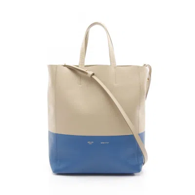 Pre-owned Celine Cabas Beige Blue Leather Tote Bag ()