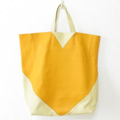 Pre-owned Celine Cabas Beige Yellow Leather Tote Bag ()