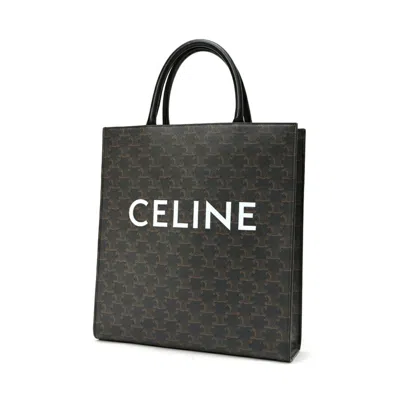 Pre-owned Celine Cabas Black Coated Canvas Leather Tote Bag ()