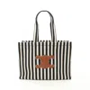 Celine Cabas Black White Canvas Leather Tote Bag