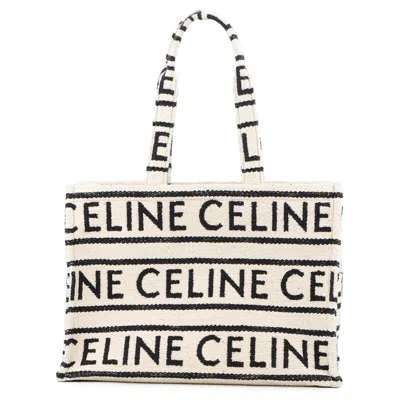 Pre-owned Celine Cabas Black White Cotton Tote Bag () In Multi