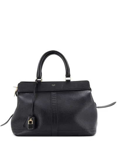 Pre-owned Celine Cabas De France Tote Leather Medium Satchel In Black