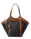 Celine Cabas Large Triomphe Canvas & Leather Tote In Brown