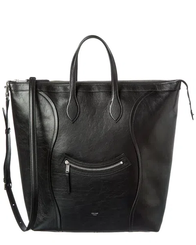 Celine Cabas Leather Tote In Black