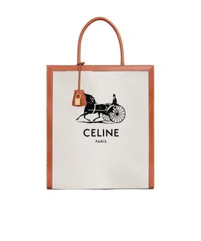 Celine Cabas Logo Handbag In White