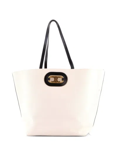 Pre-owned Celine Cabas Maillon Triomphe Bag Canvas Tote Bag In Neutral
