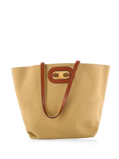 Pre-owned Celine Cabas Maillon Triomphe Bag Canvas Tote Bag In Neutral