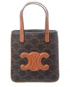 Celine Cabas Micro Triomphe Canvas & Leather Tote In Brown