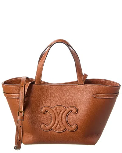 Celine Cabas Mini Leather Tote In Brown