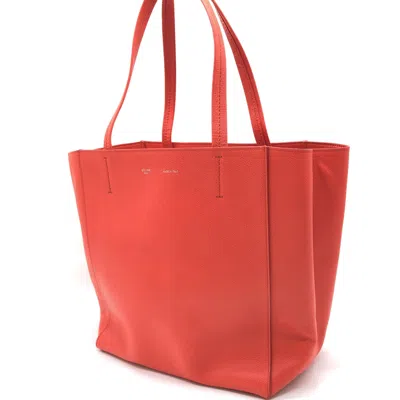 Pre-owned Celine Cabas Phantom Red Pebbled Leather Tote Women's Bag () In Multi