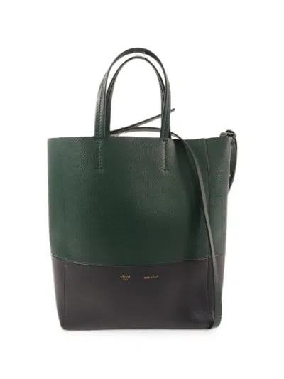 Pre-owned Celine Cabas Pm Leather Tote Bag In Green