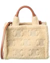 Celine Cabas Small Shearling & Leather Tote In Neutral