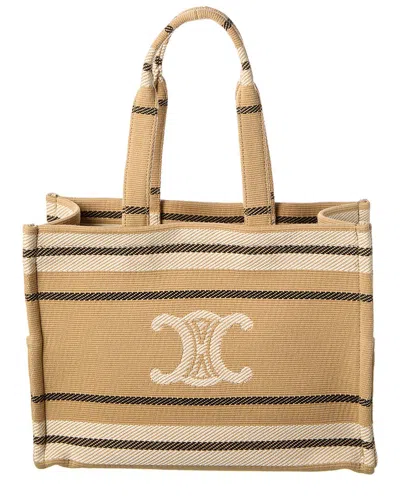 Celine Cabas Thais Large Canvas Tote In Beige