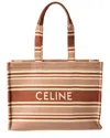 Celine Cabas Thais Large Canvas Tote In Brown