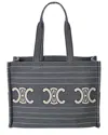 Celine Cabas Thais Large Striped Tote In Blue