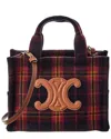 Celine Cabas Thais Small Tartan & Leather Tote