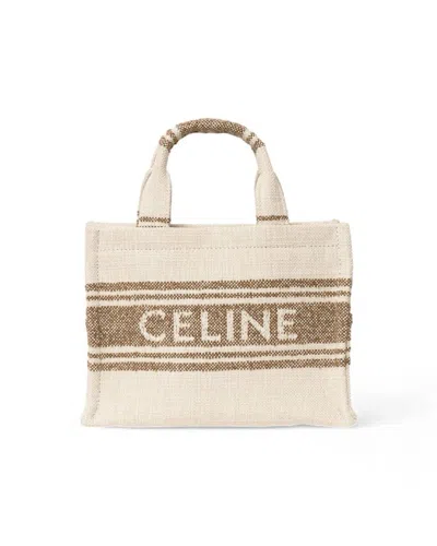 Celine Cabas Thais Tote Canvas Stripes In Neutrals