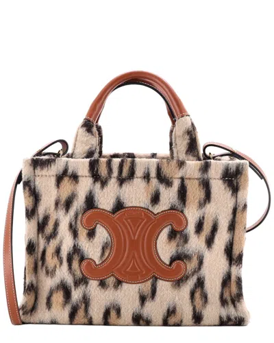 Celine Cabas Thais Tote Printed Wool Small (authentic Pre-loved) In Neutral