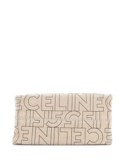 Pre-owned Celine Cabas Thais Triomphe Printed Canvas Small Tote Bag In Neutral
