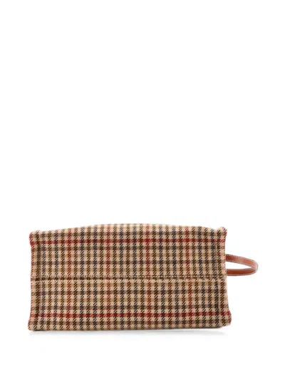 Pre-owned Celine Cabas Thais Tweed Small Tote Bag In Brown