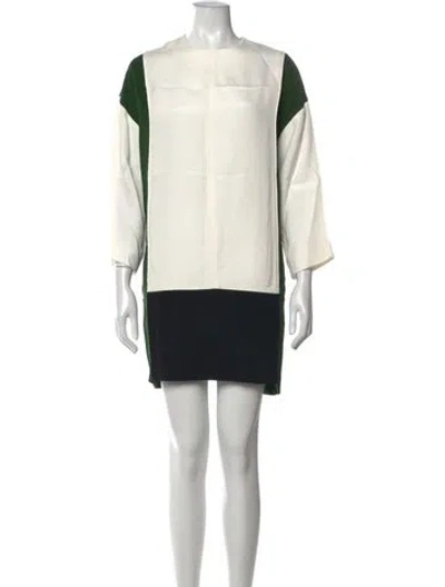Pre-owned Celine Cady Colorblock Mini Dress In Green