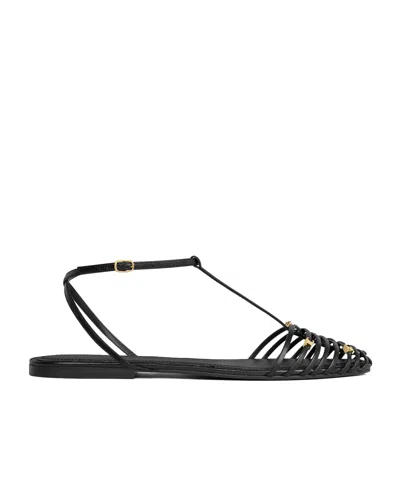 Celine Cage Flat Sandal In Goatskin In Multi