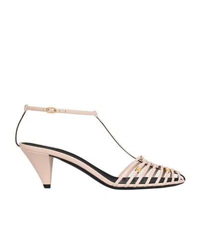 Celine Cage Heeled Sandal In Goatskin In Brown