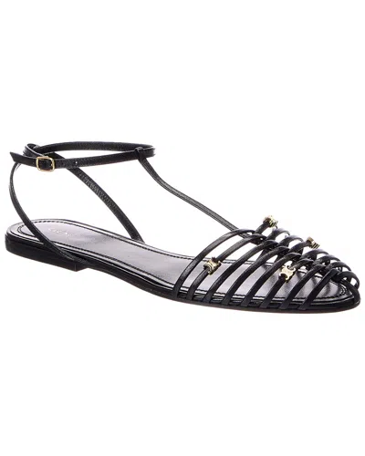 Celine Caged Leather Sandal In Black