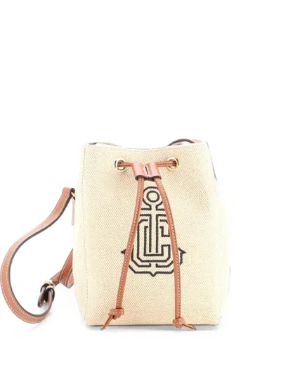 Pre-owned Celine Cailor Canvas Micro Bucket Bag In Neutrals