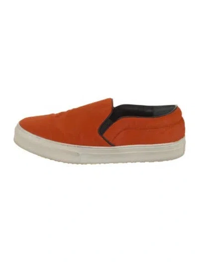 Pre-owned Celine Calf Hair Printed Sneakers In Orange