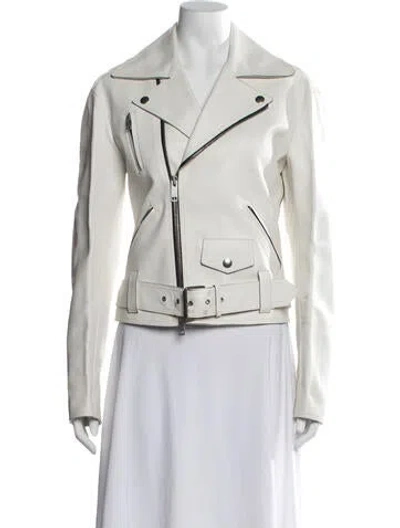 Pre-owned Celine Calf Leather Biker Jacket In Neutrals