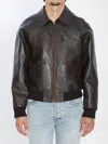 Celine Calf Leather Bomber Jacket In Brown