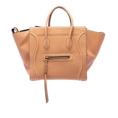 Pre-owned Celine Calf Leather Medium Leather Phantom Luggage Tote In Brown