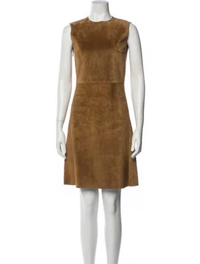 Pre-owned Celine Calf Leather Mini Dress In Brown