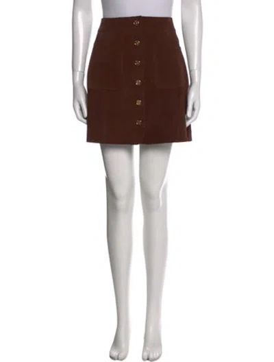 Pre-owned Celine Calf Leather Mini Skirt In Brown