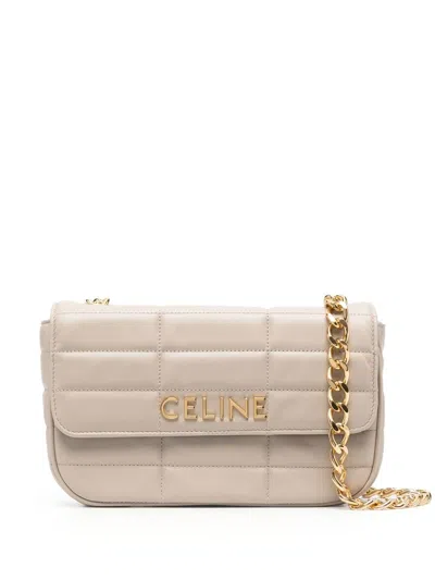 Celine Calf Leather Quilted Bag In Neutral