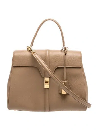 Pre-owned Celine Calfskin 16 Bag Medium In Neutral