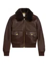 Celine Dark Brown Aviator Calfskin Bomber Jacket In Brown