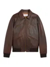 Celine Men Leather Jacket With Wool Lining In Brown