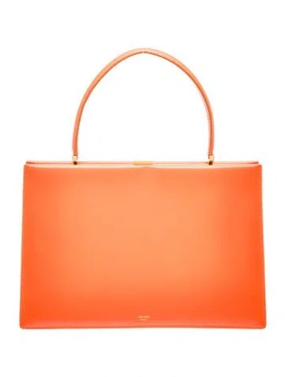 Pre-owned Celine Calfskin Clasp Medium In Orange