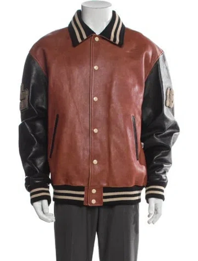Pre-owned Celine Calfskin Colorblock Pattern Varsity Jacket In Multi