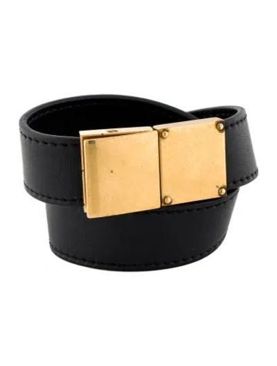 Pre-owned Celine Calfskin Double Strap Bracelet In Black