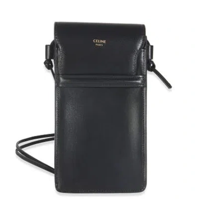 Pre-owned Celine Calfskin Flap Phone Pouch 2023 In Black